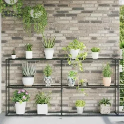 3-Tier växtställ Svart 400 x 32 x 104 cm Stål