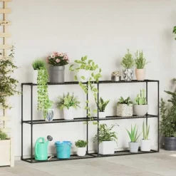 3-Tier växtställ Svart 200 x 32 x 104 cm Stål