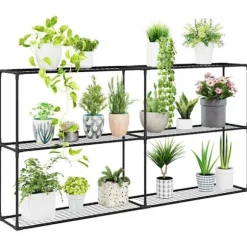 3-Tier växtställ Svart 200 x 32 x 104 cm Stål