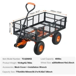 Tippvagn, 69.7x49.5x50 cm, Metall