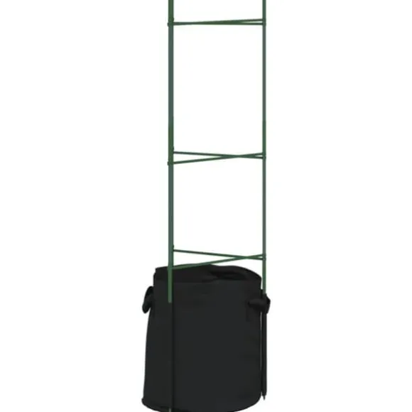 Tomatburar med växtpåsar - Justerbart stålstöd för tomater och vinrankor | Färg: Grön | Storlek: 116 cm | 4 st