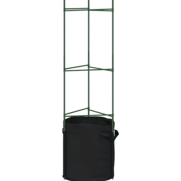 Tomatburar med växtpåsar - Justerbart stålstöd för tomater och vinrankor | Färg: Grön | Storlek: 116 cm | 4 st