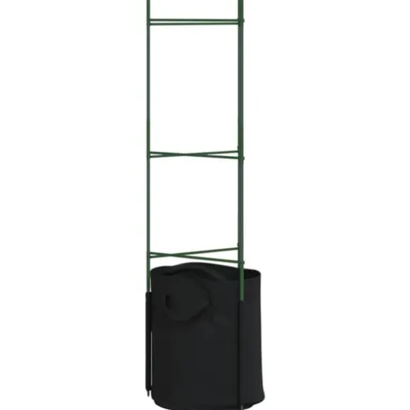 Tomatburar med växtpåsar - Justerbart stålstöd för tomater och vinrankor | Färg: Grön | Storlek: 116 cm | 4 st