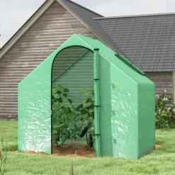 Tomatväxthus 180x100x168 cm, stål/PVC, med dörr & fönster – trädgårdsdrivhus