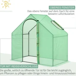Tomatväxthus 180x100x168 cm, stål/PVC, med dörr & fönster – trädgårdsdrivhus