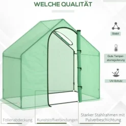 Tomatväxthus 180x100x168 cm, stål/PVC, med dörr & fönster – trädgårdsdrivhus