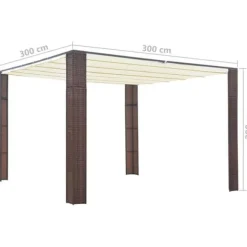 Tonnelle - vidaXL - 300x300x200cm - Flätad resin - Brun och kräm - Skjutbart tak