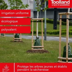 Toolland Vattenpåse för träd 75 L, PVC 420 g/m², med dragkedja och handtag, droppbevattning 7-9 timmar