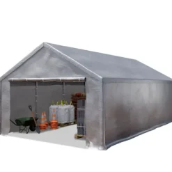 TOOLPORT Lagertält 4x8 m Tälthall Väderskydd Garagetält PE-duk 350 N vattenntät grå