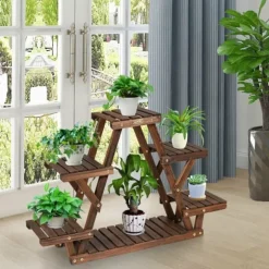 Trä Plantstånd, 99×25×65 cm, Kolsvart