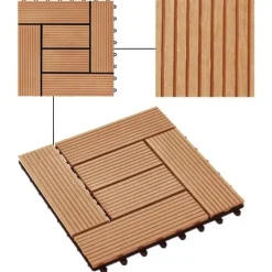 Trall 11 st WPC 30x30 cm 1 kvm teakfärg - Trall - Balkongtrall - Home & Living