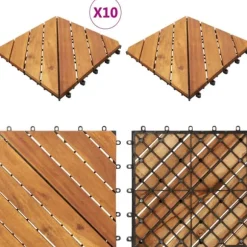 Trall 10 st 30x30 cm massivt akaciaträ - Trall - Balkongtrall - Home & Living