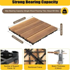 Trallplattor i hårdträ, klicksystem, 36-pack, 12