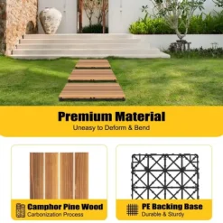 Trallplattor i hårdträ, klicksystem, 36-pack, 12