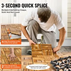 Trallplattor, Massivt trä, Klicksystem, 30x30x2 cm, Trä, Golv