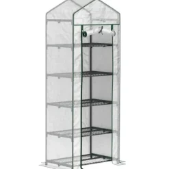 Transparent Litet Växthus, 5-Nivå Hyllor, Vattentålig Design,VIT, 10x10ft