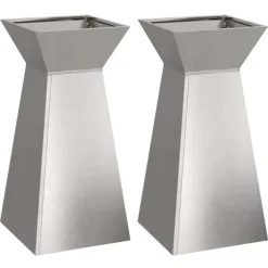 Trapetsformat växtställ i rostfritt stål | Mått: 35x35x73 cm | Färg: Borstad stål