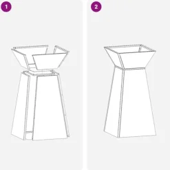 Trapetsformat växtställ i rostfritt stål | Mått: 35x35x73 cm | Färg: Borstad stål