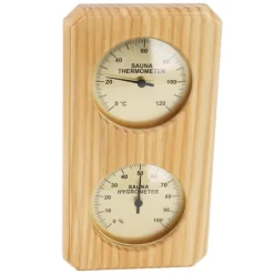 Träbastuhygrotermograf Guldplatta 0 till 120 Celsius 0 till 100 Fuktighetsbastutermometer för inomhusfamilj