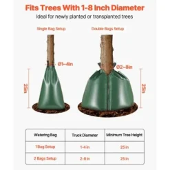 Trädbevattningspåse, 12-pack 75,7 L 5-9 timmars långsam frigivning, PVC