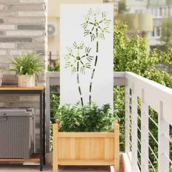 Trädgårds integritetsskärm Vit 50 x 140 cm Kallvalsat stål