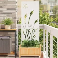 Trädgårds integritetsskärm Vit 50 x 140 cm Kallvalsat stål