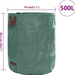 Trädgårdsavfallskassar med handtag - Fällbara runda 4 st | Färg: Grön | Storlek: 500 L