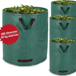 Trädgårdsavfallspåsar - Stabil - 280L - 50kg - 4 stycken - Rivbeständig