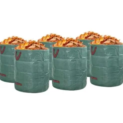 Trädgårdsavfallspåsar med handtag - Fällbara runda 120L | Färg: Grön | Antal: 12 st