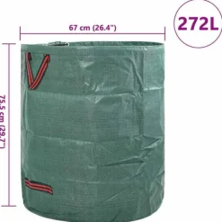 Trädgårdsavfallspåsar med handtag 12 st | Hopfällbara Runda | Färg: Grön | Kapacitet: 272 L