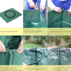 Trädgårdsavfallspåse - CHANGM - 272L - Fällbar - Återanvändbar - Grön