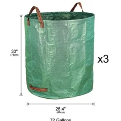 Trädgårdsavfallspåse - 272L - Solid PE - 3 stycken - Grön