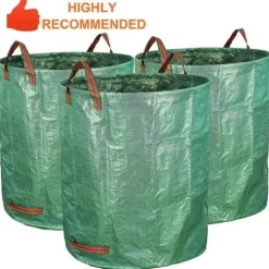 Trädgårdsavfallspåse - 272L - Solid PE - 3 stycken - Grön