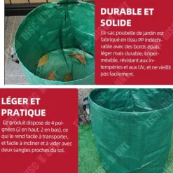 Trädgårdsavfallspåse - TD - 80cm x 100cm - Fällbar - Hållbar - 500L