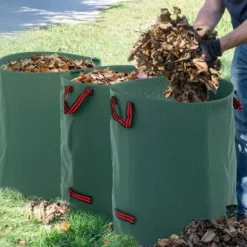 Trädgårdsavfallspåse, 300L kapacitet, 150gsm material, 67cm diameter, 84cm höjd, 4 förstärkta handtag