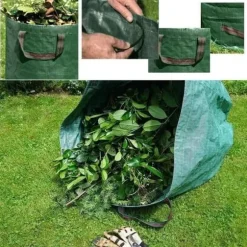 Trädgårdsavfallspåse, 272L pop-up trädgårdspåsar med handtag, hopfällbar, fristående och tvättbar för trädgårdsavfall[1663]