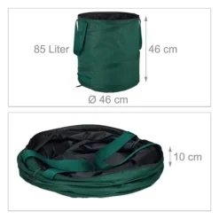 Trädgårdsavfallspåse set, 46x46 cm, Grön