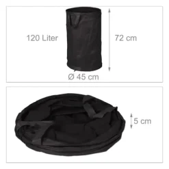 Trädgårdsavfallspåse set, 72x45 cm, Svart