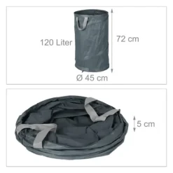 Trädgårdsavfallspåse, 72x45 cm, Grå