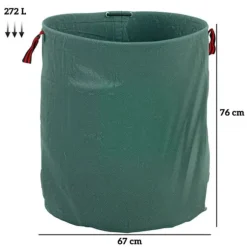 Trädgårdsavfallssäckar - Set med 3 - 272 L - Extra kraftiga - Förstärkta handtag - Flexibla hopfällbara ringar - Ljusgrön