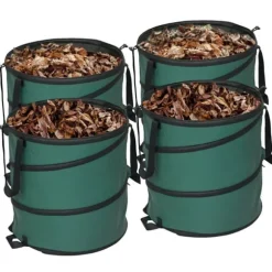 Trädgårdsavfallssäckar 4-pack - Pop-up hopfällbara - 86 l Kapacitet - Extra Kraftiga - Bärhandtag - Dragkedjelock - Ljusgrön