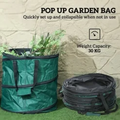 Trädgårdsavfallssäckar 4-pack - Pop-up hopfällbara - 86 l Kapacitet - Extra Kraftiga - Bärhandtag - Dragkedjelock - Ljusgrön