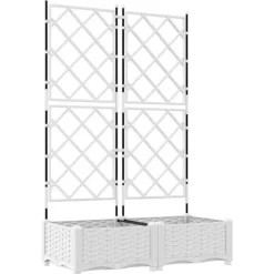 Trädgårdsbehållare med spaljé - 2 st | Färg: Vit | Storlek: 80x40x125.5 cm