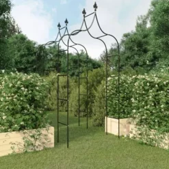 Trädgårdsbågar 2 st Svart 120x38x260 cm Stål