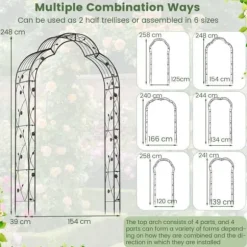 Trädgårdsbågar, 150x39x250 cm, Svart