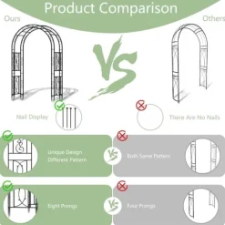 Trädgårdsbåge & Spaljé - Gotisk Portal - 216 cm Hög - Pulverlackerat Järn - För Klätterväxter & Bröllop - Utomhus - Svart