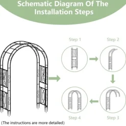 Trädgårdsbåge & Spaljé - Gotisk Portal - 216 cm Hög - Pulverlackerat Järn - För Klätterväxter & Bröllop - Utomhus - Svart