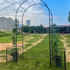 Trädgårdsbåge i metall för klätterväxter, hållbar svart båge för rosor och vinrankor, perfekt för bröllop, fest & trädgård 7,15 ft
