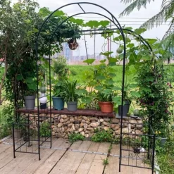 Trädgårdsbåge i metall för klätterväxter, hållbar svart båge för rosor och vinrankor, perfekt för bröllop, fest & trädgård 7,15 ft
