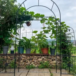 Trädgårdsbåge i metall för klätterväxter, hållbar svart båge för rosor och vinrankor, perfekt för bröllop, fest & trädgård 7,15 ft